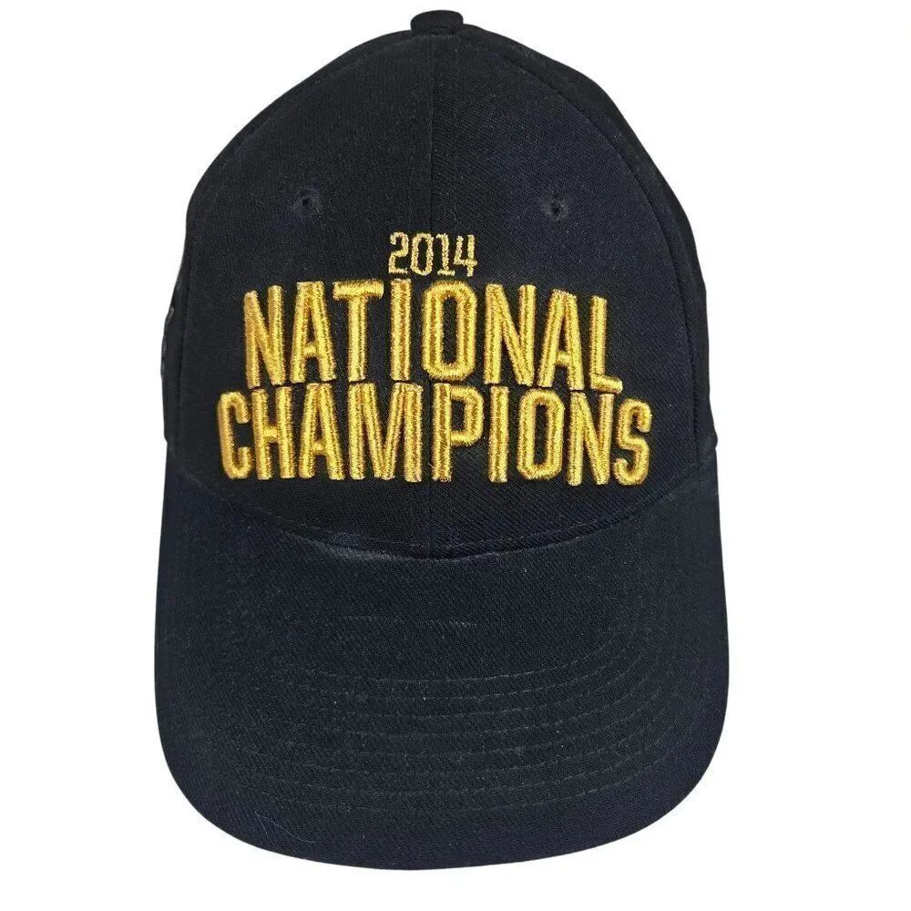 2014 National Champions Ohio State Hat Black Gold Visor Nike
